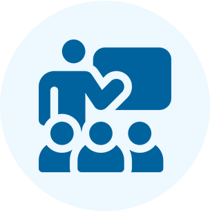 02 A blue icon of people and an instructor.